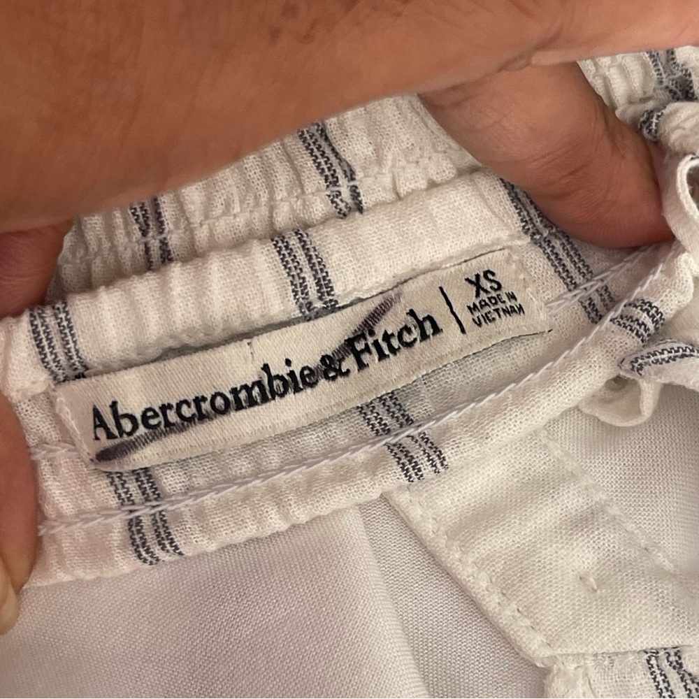 ABERCROMBIE & FITCH | Striped Smocked Back Linen Blend Midi Dress Sz XS - Picture 9 of 10